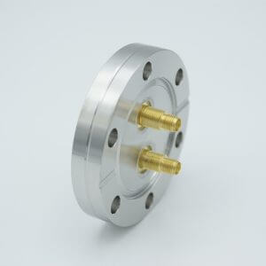 MPF - A12377-2-CF: SMA Coaxial Feedthrough, 50 Ohm Matched Impedance to 18 GHz, 2 Pins, Grounded Shield, Double-Ended, 2.75" Conflat Flange