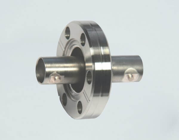 MPF - A12380-1-CF BNC Coaxial Feedthrough, 50 Ohm Matched Impedance to 4 GHz, 1 Pin, Grounded Shield, Double-Ended, 1.33" Conflat Flange