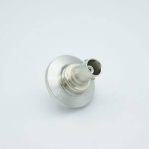 MPF - A12409-1-QF: BNC Coaxial Feedthrough, 50 Ohm Matched Impedance to 4 GHz, 1 Pin, Grounded Shield, Double-Ended, 1.18" QF / KF Flange