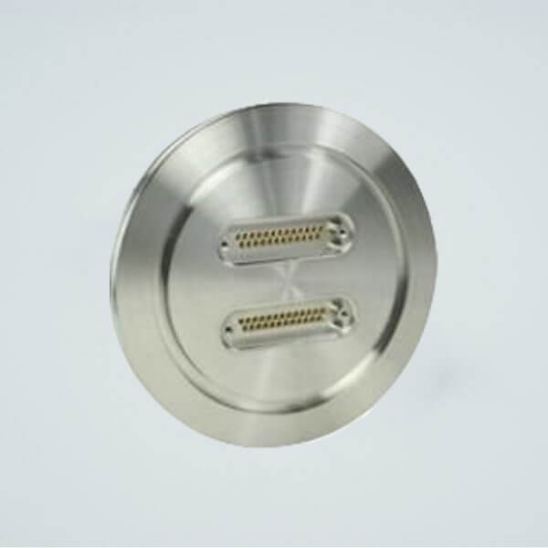 MPF - A1529-5-ISO Subminiature D-type Multipin Feedthrough, 2 x 25 Pins, 500 Volts, 5 Amps per Pin, 5.12" ISO Flange