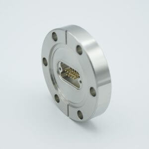 MPF - A1557-1-CF: Subminiature D-type Multipin Feedthrough, 9 Pins, 500 Volts, 5 Amps per Pin, 2.75" Conflat Flange