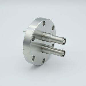 MPF - A1601-3-CF SHV-10 Coaxial Feedthrough, 2 Pins, Grounded Shield, Exposed Insulator, 2.75" Conflat Flange
