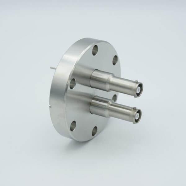 MPF - A1601-3-CF SHV-10 Coaxial Feedthrough, 2 Pins, Grounded Shield, Exposed Insulator, 2.75" Conflat Flange