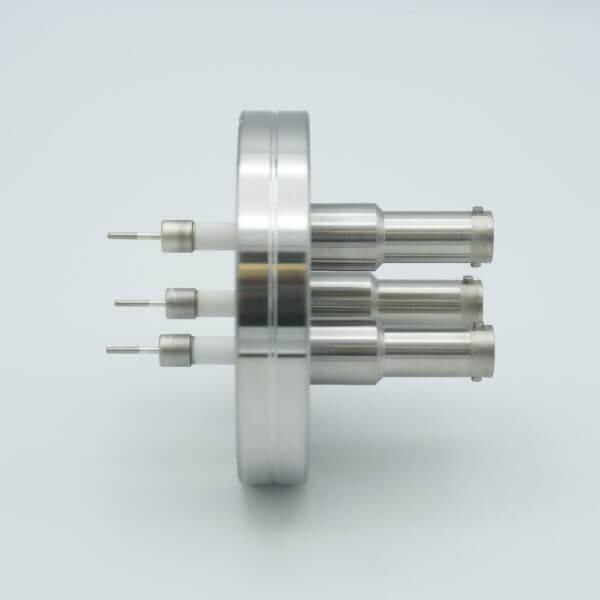 MPF - A1601-4-CF SHV-10 Coaxial Feedthrough, 3 Pins, Grounded Shield, Exposed Insulator, 2.75" Conflat Flange