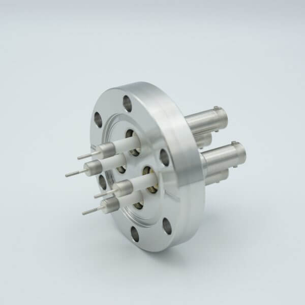 MPF - A1601-5-CF SHV-10 Coaxial Feedthrough, 4 Pins, Grounded Shield, Exposed Insulator, 2.75" Conflat Flange
