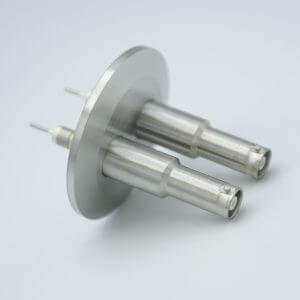 MPF - A1603-3-QF SHV-10 Coaxial Feedthrough, 2 Pins, Grounded Shield, Exposed Insulator, 2.16" QF / KF Flange