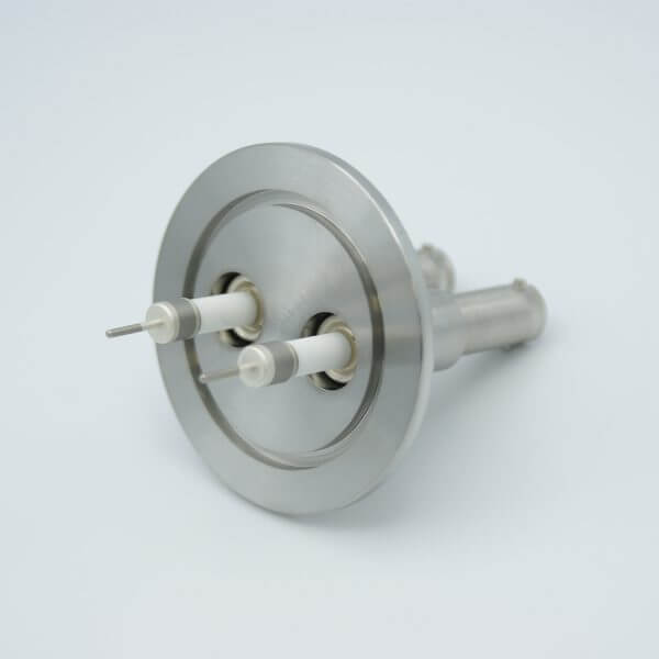 MPF - A1603-3-QF SHV-10 Coaxial Feedthrough, 2 Pins, Grounded Shield, Exposed Insulator, 2.16" QF / KF Flange