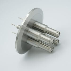 MPF - A1603-5-QF SHV-10 Coaxial Feedthrough, 4 Pins, Grounded Shield, Exposed Insulator, 2.95" QF / KF Flange