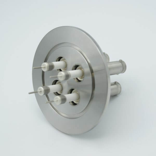 MPF - A1603-5-QF SHV-10 Coaxial Feedthrough, 4 Pins, Grounded Shield, Exposed Insulator, 2.95" QF / KF Flange