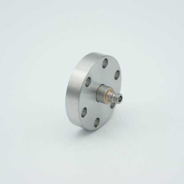 MPF - A1648-2-CF Microdot Coaxial Feedthrough, 1 Pin, Grounded Shield, 1.33" Conflat Flange, Without Air-side Connector