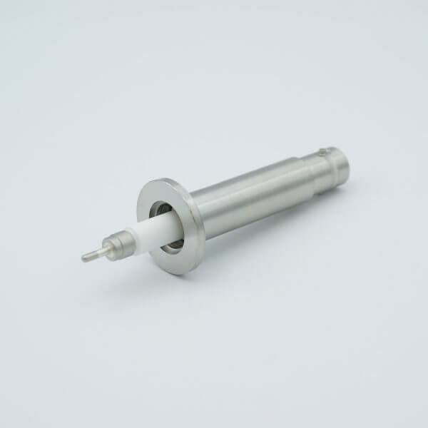 MPF - A2094-3-QF SHV-20 Coaxial Feedthrough, 1 Pin, Grounded Shield, Exposed Insulator, 1.18" QuickFlange, Without Air-side Connector