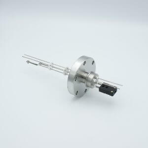 Thermocouple-Power Feedthrough, 1 Pair Type J, w/ Miniature TC Connector, 1000 Volts, 5 Amps, 2 Pins, 2.75" Conflat Flange