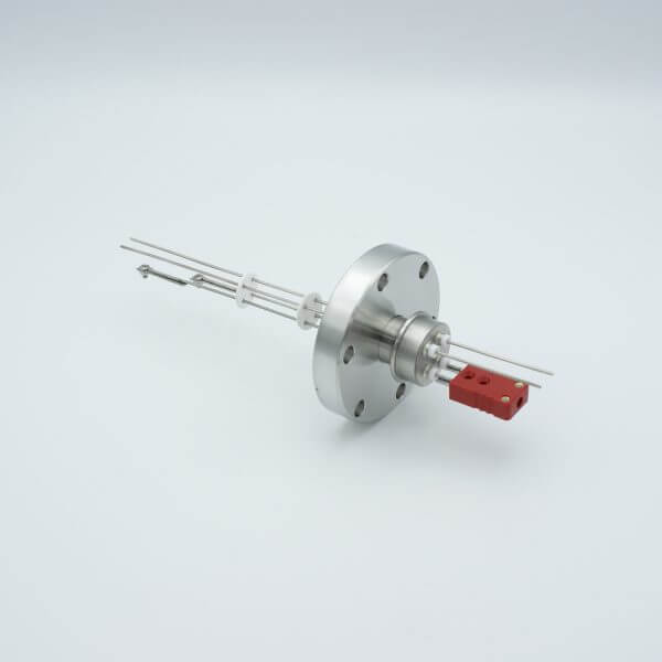 Thermocouple-Power Feedthrough, 1 Pair Type C, w/ Miniature TC Connector, 1000 Volts, 5 Amps, 2 Pins, 2.75" Conflat Flange