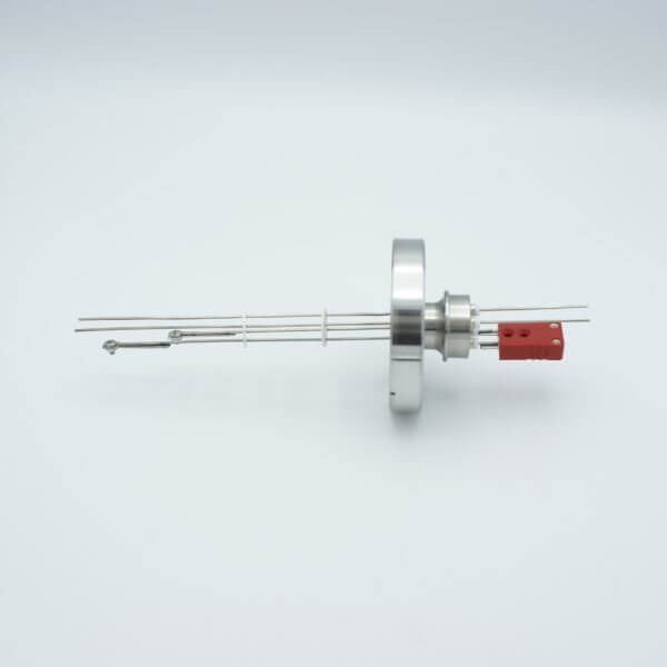 MPF - A2267-6-CF Thermocouple-Power Feedthrough, 1 Pair Type C, w/ Miniature TC Connector, 1000 Volts, 5 Amps, 2 Pins, 2.75" Conflat Flange