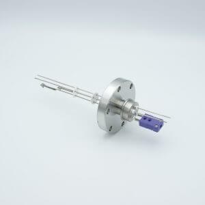 Thermocouple-Power Feedthrough, 1 Pair Type E, w/ Miniature TC Connector, 1000 Volts, 5 Amps, 2 Pins, 2.75" Conflat Flange