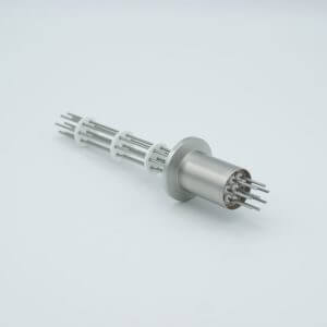 Power Feedthrough, 1000 Volts, 8 Amps, 8 Pins, 0.050" Nickel Conductors, 1.18" QF / KF Flange