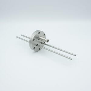 MPF - A2728-2-CF BNC-Microdot Crystal Sensor Feedthrough, 1 Pin + 2 Stainless Steel Tubes, 2.75" Conflat Flange