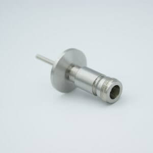 MPF - A3062-12-QF Type-N Coaxial Feedthrough, 50 Ohm Matched Impedance, 1 Pin, Grounded Shield, 1.18" QF / KF Flange, With Airside Connector