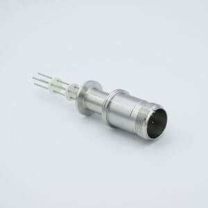 MS Series, Multipin Feedthrough, 4 Pins, 700 Volts, 10 Amps per Pin, 0.062" Dia Conductors, w/ Air-side Connector, 1.18" QF / KF Flange