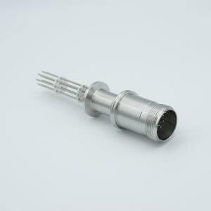 MS Series, Multipin Feedthrough, 10 Pins, 700 Volts, 10 Amps per Pin, 0.062" Dia Conductors, w/ Air-side Connector, 1.18" QF / KF Flange