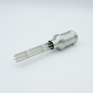 MS Series, Multipin Feedthrough, 10 Pins, 700 Volts, 10 Amps per Pin, 0.062" Dia Conductors, w/ Air-side Connector, 0.75" Dia Stainless Steel Weld Adapter