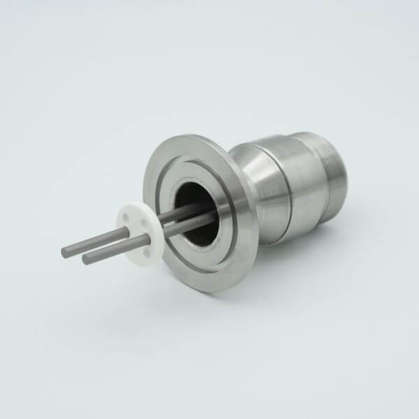 MS High Current Series, Multipin Feedthrough, 2 Pins, 700 Volts, 25 Amps per Pin, 0.142" Nickel Conductors, 2.16" QF / KF Flange