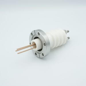 Power Feedthrough, 25,000 Volts, 50 Amps, 3 Pins, 0.094" Copper Conductors, 2.75" Conflat Flange