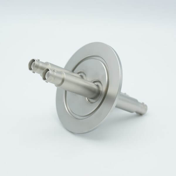 MPF - A6974-2-QF SHV-5 Coaxial Feedthrough, 2 Pins, Grounded Shield, Double-Ended, 2.95" QF / KF Flange, Without Air-side Connectors