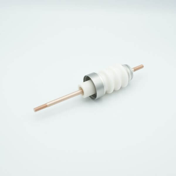 Power Feedthrough, 20,000 Volts, 150 Amps, 1 Pin, Copper Conductor with 1/4-20 Threads, 1.50" Dia Stainless Steel Weld Adapter