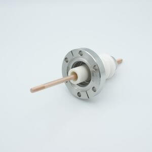 Power Feedthrough, 20,000 Volts, 150 Amps, 1 Pin, Copper Conductor with 1/4-20 Threads, 2.75" Conflat Flange