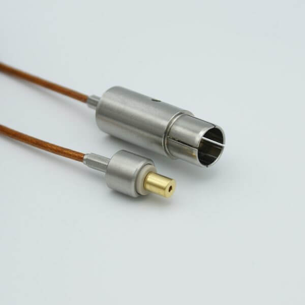 MPF - A7301-2 Coaxial Cable Assembly, In-Vacuum, Grounded Shield BNC to SMA Male Connectors, 50 Ohm Coaxial Cable w/ Kapton Insulation, 19" Length