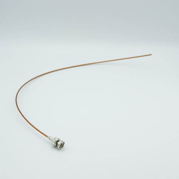 MPF - A7305-3: Coaxial Cable Assembly, In-Vacuum, BNC Connector, 50 Ohm Coaxial Cable w/ Kapton Insulation, 19" Length