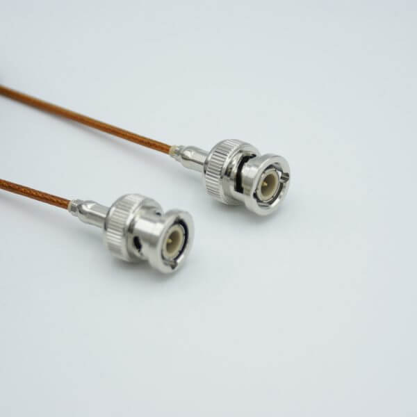 MPF - A7305-3: Coaxial Cable Assembly, In-Vacuum, BNC to BNC Male Connectors, 50 Ohm Coaxial Cable w/ Kapton Insulation, 19" Length