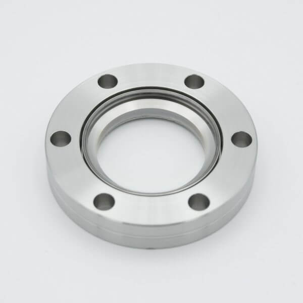 UHV Viewport, DUV Grade (Laser) Fused Silica, Non-Magnetic, 1.40" View Dia, 2.75" Conflat Flange (316LN)
