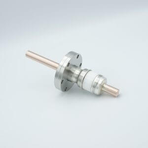 Power Feedthrough, 8000 Volts, 450 Amps, 1 Pin, 0.50" Copper Conductor, 2.75" Conflat Flange