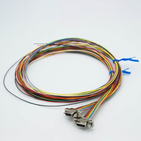 Micro-D Connector, Air-Side, 15 Pins, Teflon Insulated Wire, 36" Cable