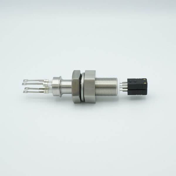 MPF - A0785-1-BP Thermocouple Feedthrough, Type J, 2 Pairs, Miniature Connectors, 1.0" Baseplate Bolt