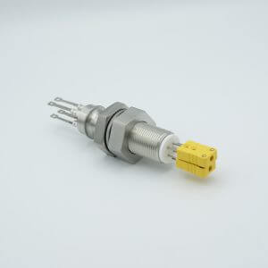 MPF - A0785-2 Thermocouple Feedthrough, Type K, 2 Pairs, Miniature Connectors, 1.0" Baseplate Bolt