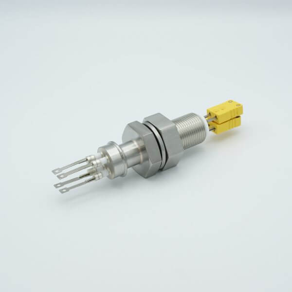 MPF - A0785-2 Thermocouple Feedthrough, Type K, 2 Pairs, Miniature Connectors, 1.0" Baseplate Bolt