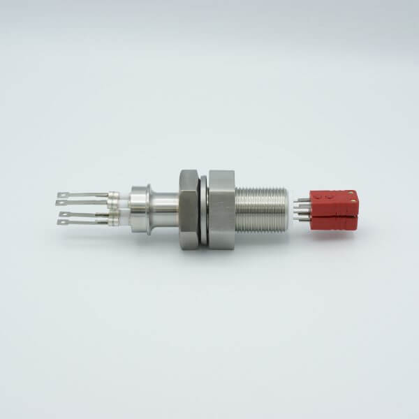 MPF - A0785-3-BP Thermocouple Feedthrough, Type C, 2 Pairs, Miniature Connectors, 1.0" Baseplate Bolt