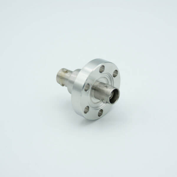 MPF - A18379-2: Triaxial Coaxial Feedthrough, 1 Pin, Grounded Shield, Double Ended, 1.33" Conflat Flange, UHV Compatible, With Air-side Connector