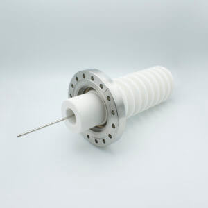 Power Feedthrough, 100KV, 6.5 Amps, 1 Pin, Stainless Steel Conductor, 6” Conflat Flange