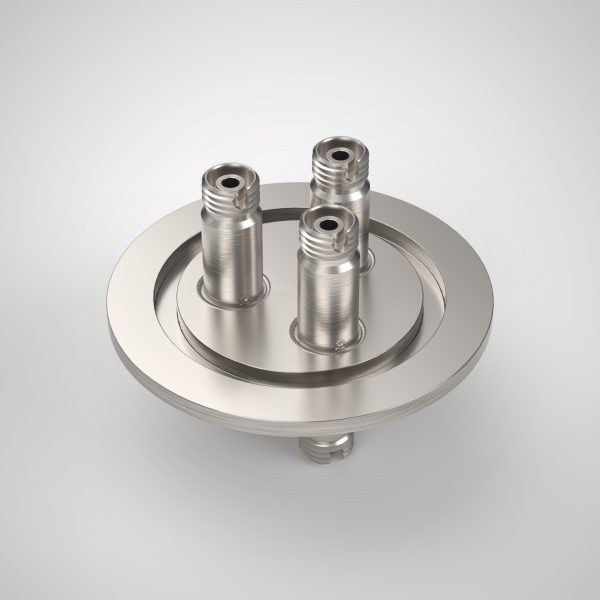 Single Mode 633nm Fiber Optic Feedthrough, FC/APC Connector, 3 Feedthrough, 2.16" QF / KF Flange