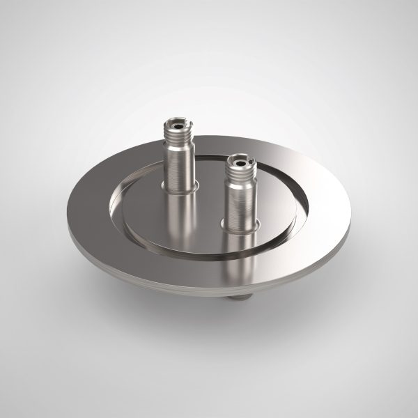 Single Mode 633nm Fiber Optic Feedthrough, FC/APC Connector, 2 Feedthrough, 2.95" QF / KF Flange