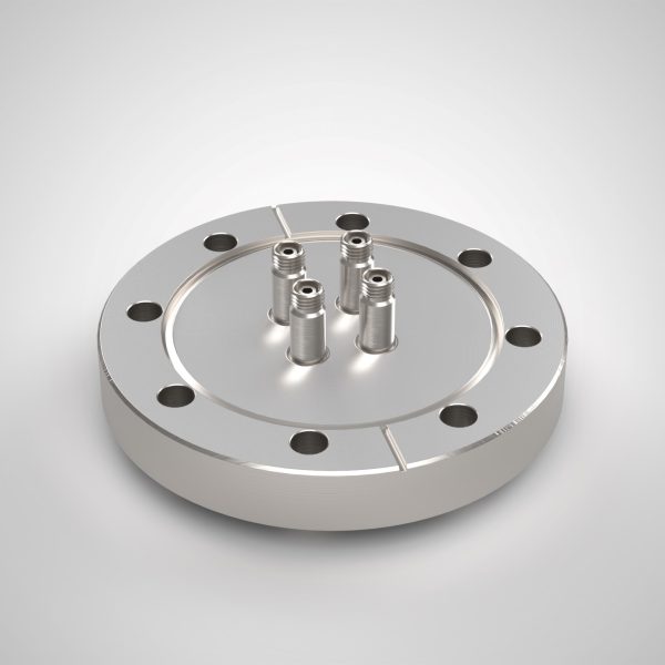 Single Mode 633nm Fiber Optic Feedthrough, FC/APC Connector, 4 Feedthrough, 4.50" Conflat Flange