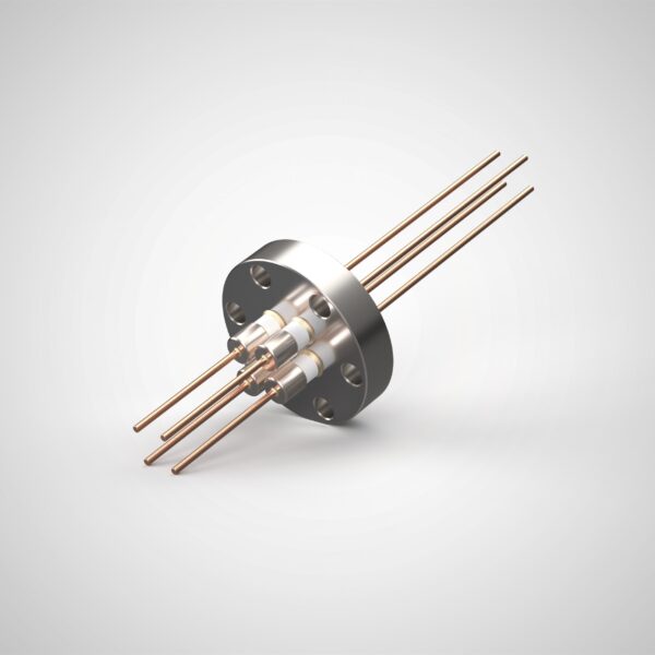 Power Feedthrough, 2KV Pin To Ground, 1KV Pin To Pin, 0.050", 4 Pins, Copper Conductor, 1.33" Dia Grade 5 Titanium Conflat Flange, UHV Rated, Bakeable To 450°C