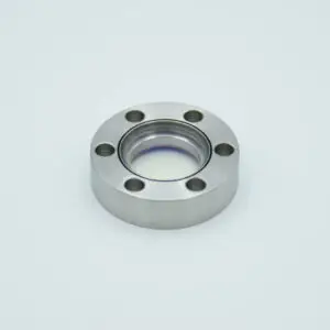 Titanium DUV (Laser) Grade Fused Silica Viewport, Zero Length Profile, 0.63" View Dia, BBAR Coated (Both Sides) for 780-795nm (R<0.25% Per Surface), 1.33" Conflat Flange