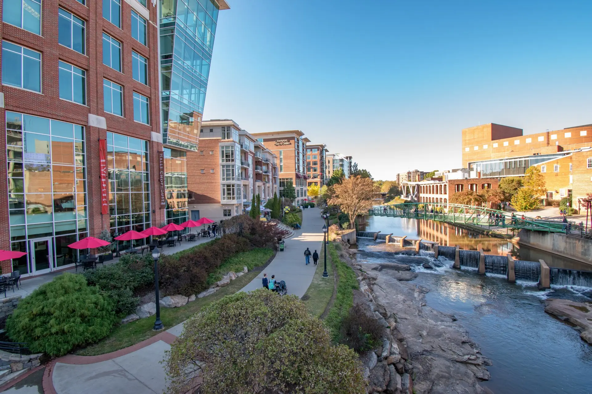 Greenville, SC - Image of downtown over the Reedy River.